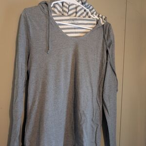 Sonoma Heather Gray Hoodie with Striped Lining